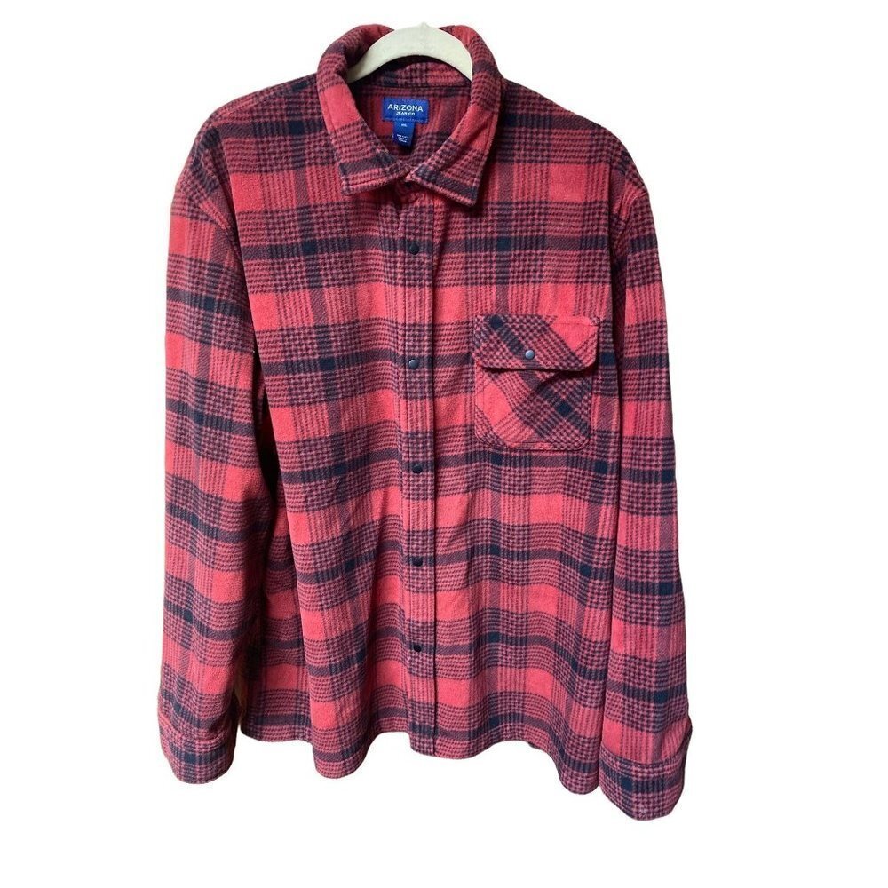 Arizona Jean Co. Red Plaid Fleece Shacket Shirt Jacket Size 2X Large